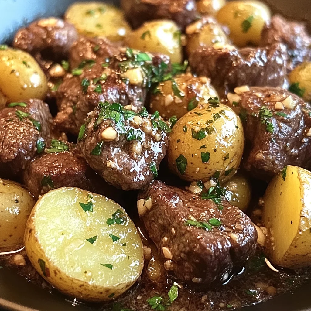 Garlic Butter Beef Bites with Potatoes