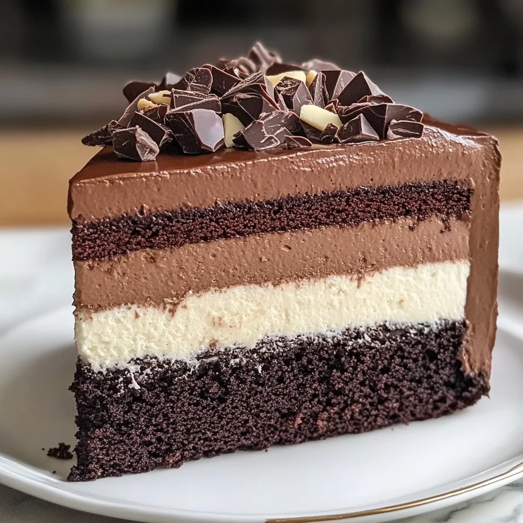 Tuxedo Cake – Triple Chocolate Mousse Cake