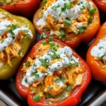 Buffalo Chicken Stuffed Peppers - Dairy Free & Low Carb