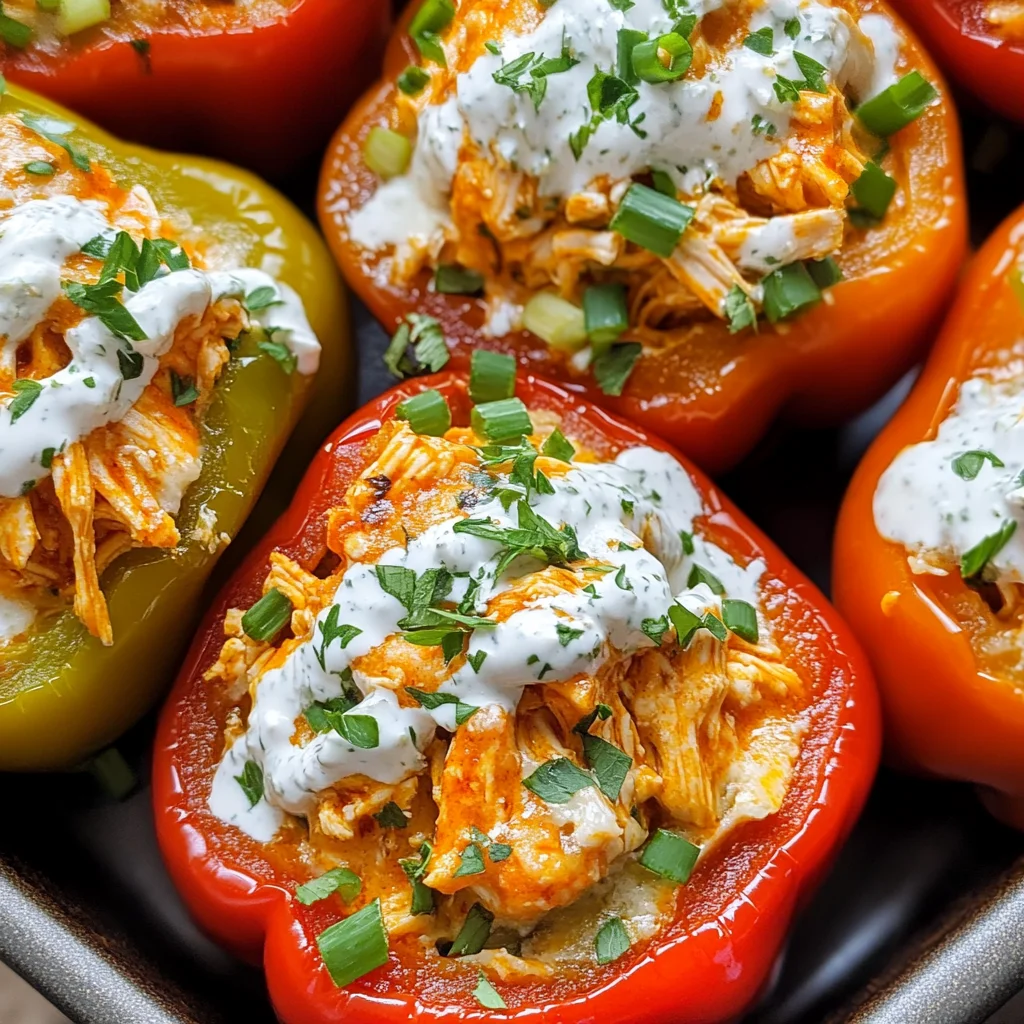 Buffalo Chicken Stuffed Peppers - Dairy Free & Low Carb