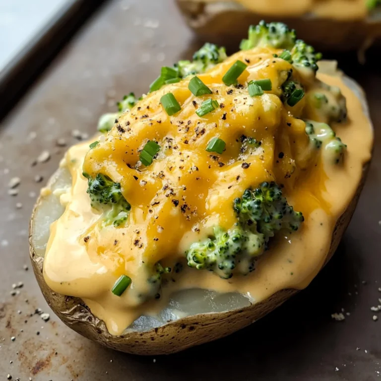 Cheesy Baked Potatoes with Broccoli Cheese Sauce