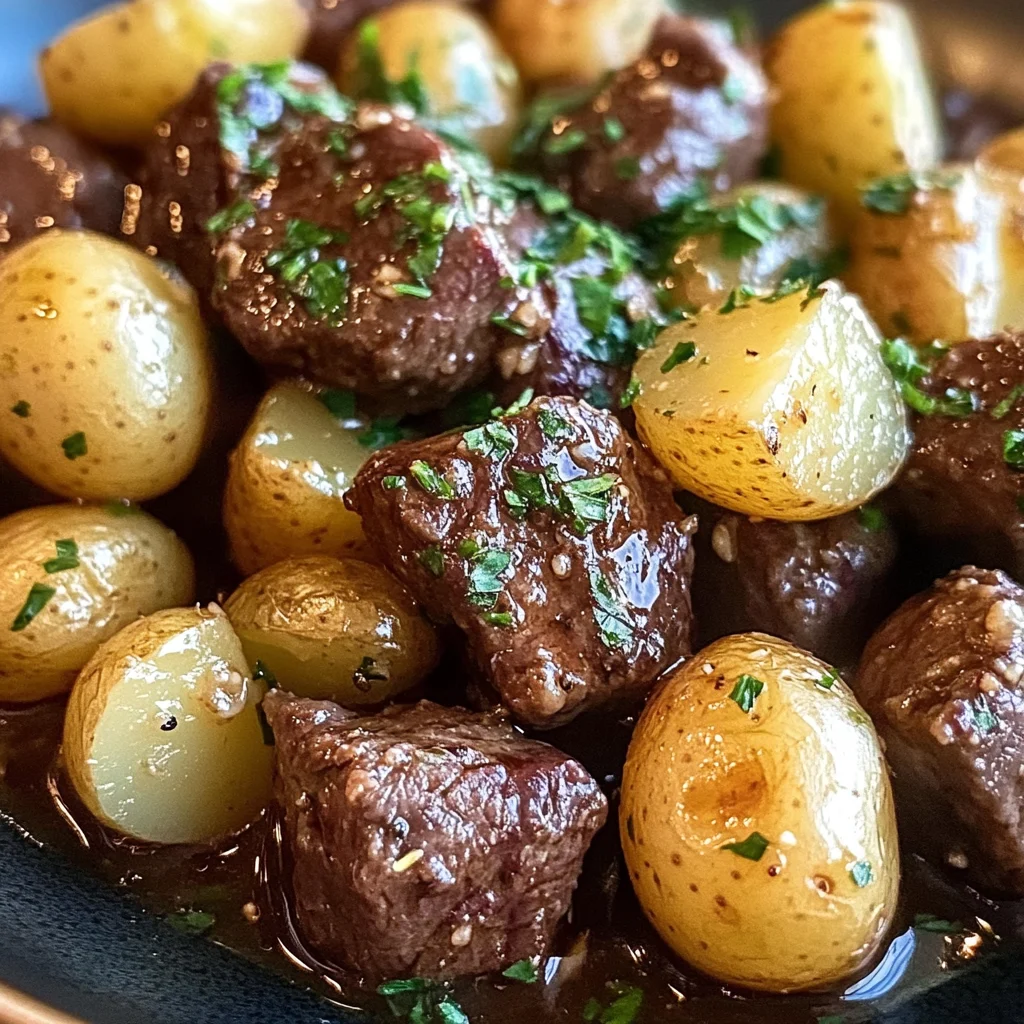 Garlic Butter Beef Bites with Potatoes