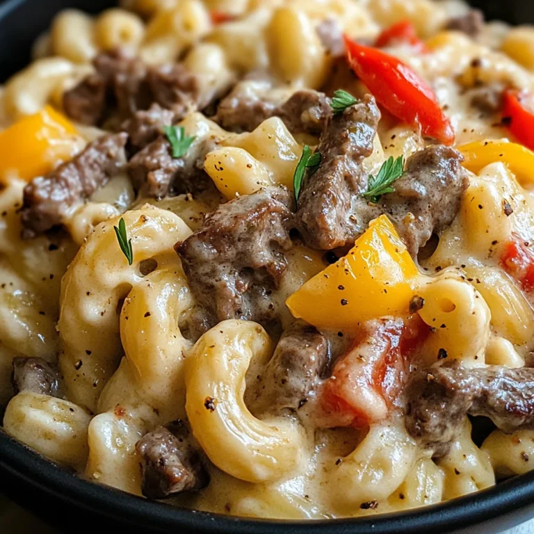 High-Protein Creamy Philly Cheesesteak Mac & Cheese