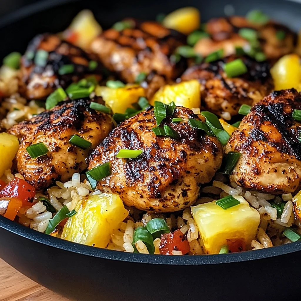 One Pan Caribbean Jerk Chicken with Pineapple-Coconut Rice Recipe