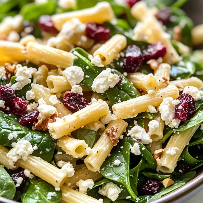 Spinach Pasta Salad with Feta and Cranberries