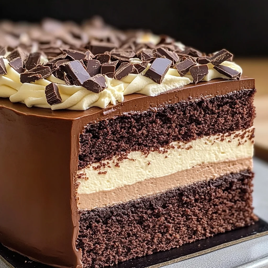 Tuxedo Cake – Triple Chocolate Mousse Cake