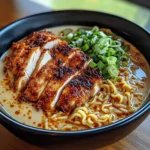 Fiery Chicken Ramen with Creamy Garlic Sauce