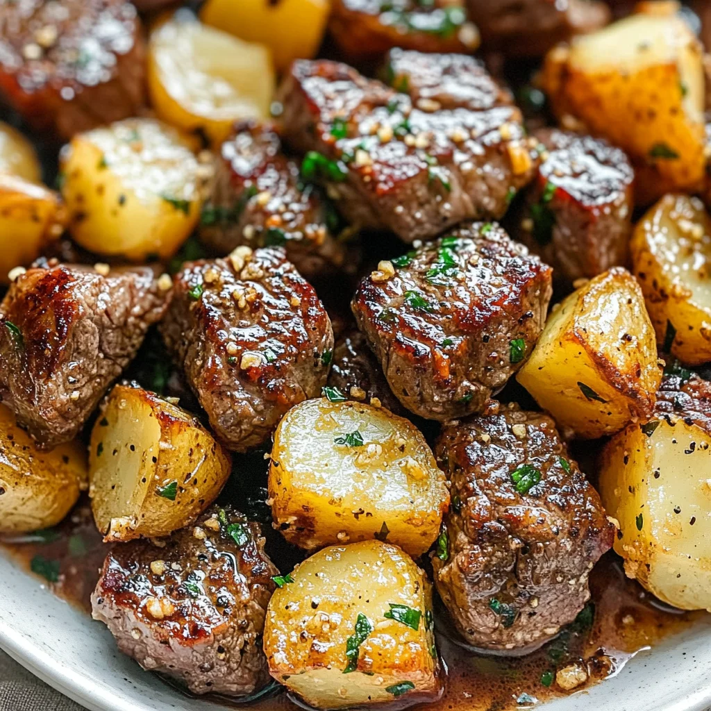 Garlic Steak Bites and Potatoes