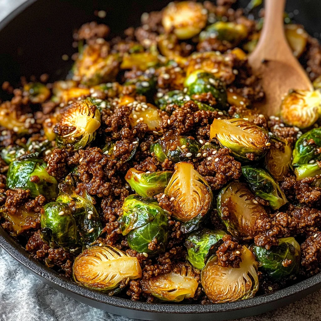 Ground Beef and Brussels Sprouts