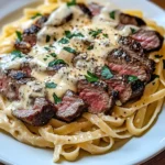 Savory Steak Gorgonzola Alfredo with Creamy Parmesan Sauce